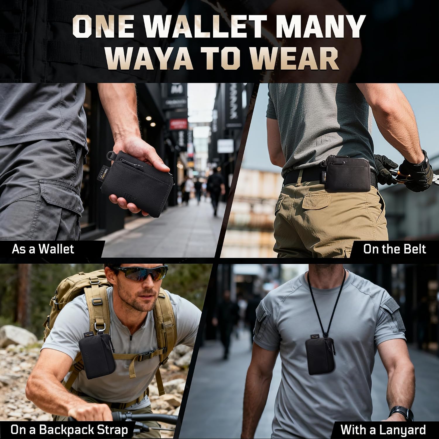 Coin Purse for Men, 500D CORDURA Slim Minimalist Wallet, Small Coin Pouch with Zipper | Tactical EDC Coin Bag for Outdoor & Urban Carry
