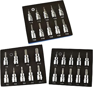 Hex Allen and Torx and Tamper Star Key Bit Set 3/8