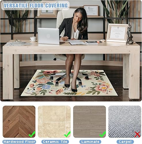 Miniatura 12 de Tapete para silla de oficina para suelo de madera dura, 36 x 48 pulgadas, alfombras de oficina para sillas rodantes de videojuegos, silla de Negro