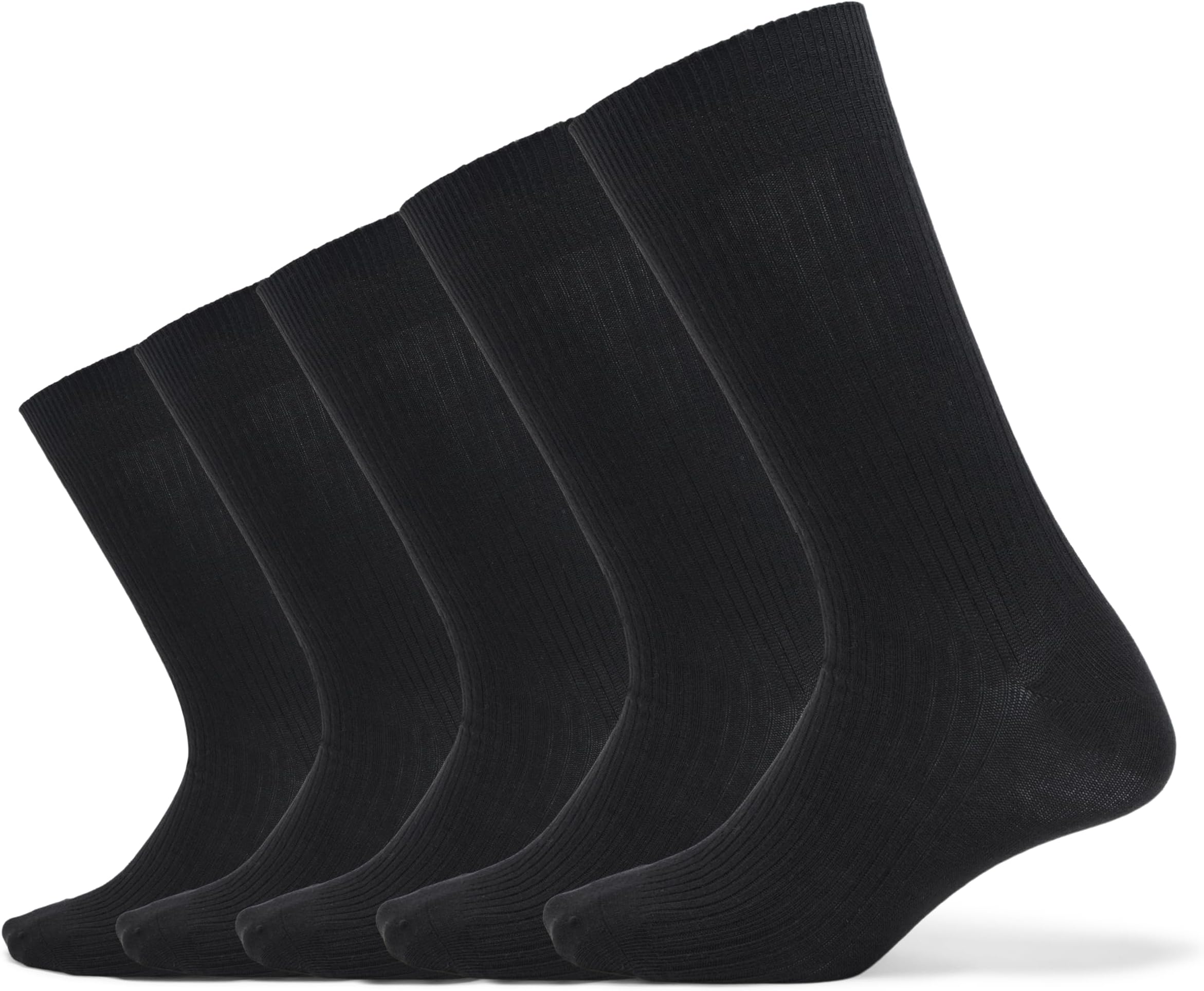 Amazon Essentials Men's Comfortable Patterned Cotton Crew Dress Socks, 5 Pairs