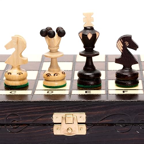 Miniatura 1 de Husaria European International - Juego de ajedrez de madera Regal - Juego de ajedrez de tamaño mediano de 13.8 pulgadas con ajedrez hecho a mano y