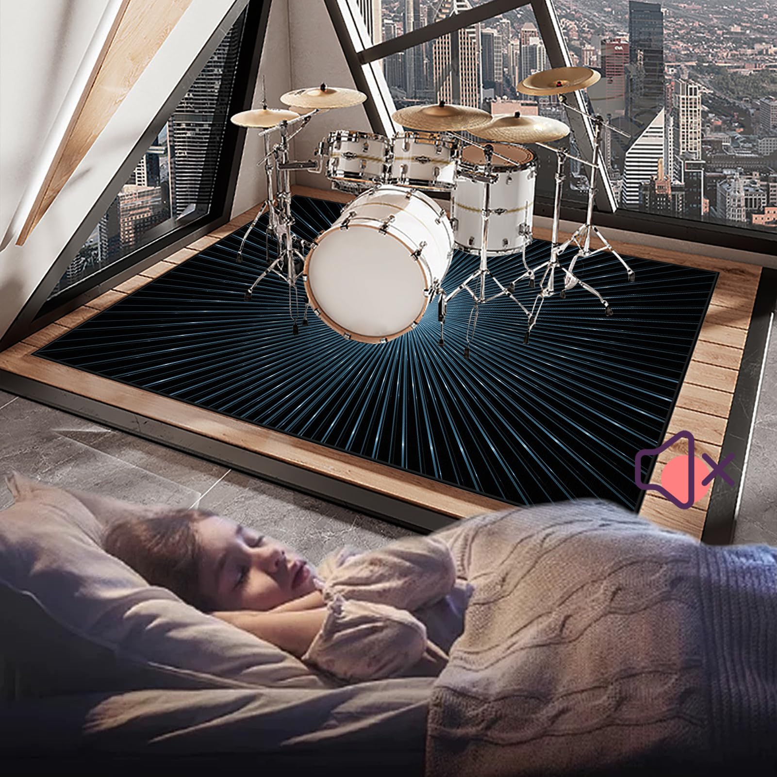 210 x 180 cm Dźwiękoszczelna mata perkusyjna, mata bębnowa, elektroniczna mata perkusyjna duża puszka i inne instrumenty muzyczne maty antypoślizgowe akcesoria perkusyjne