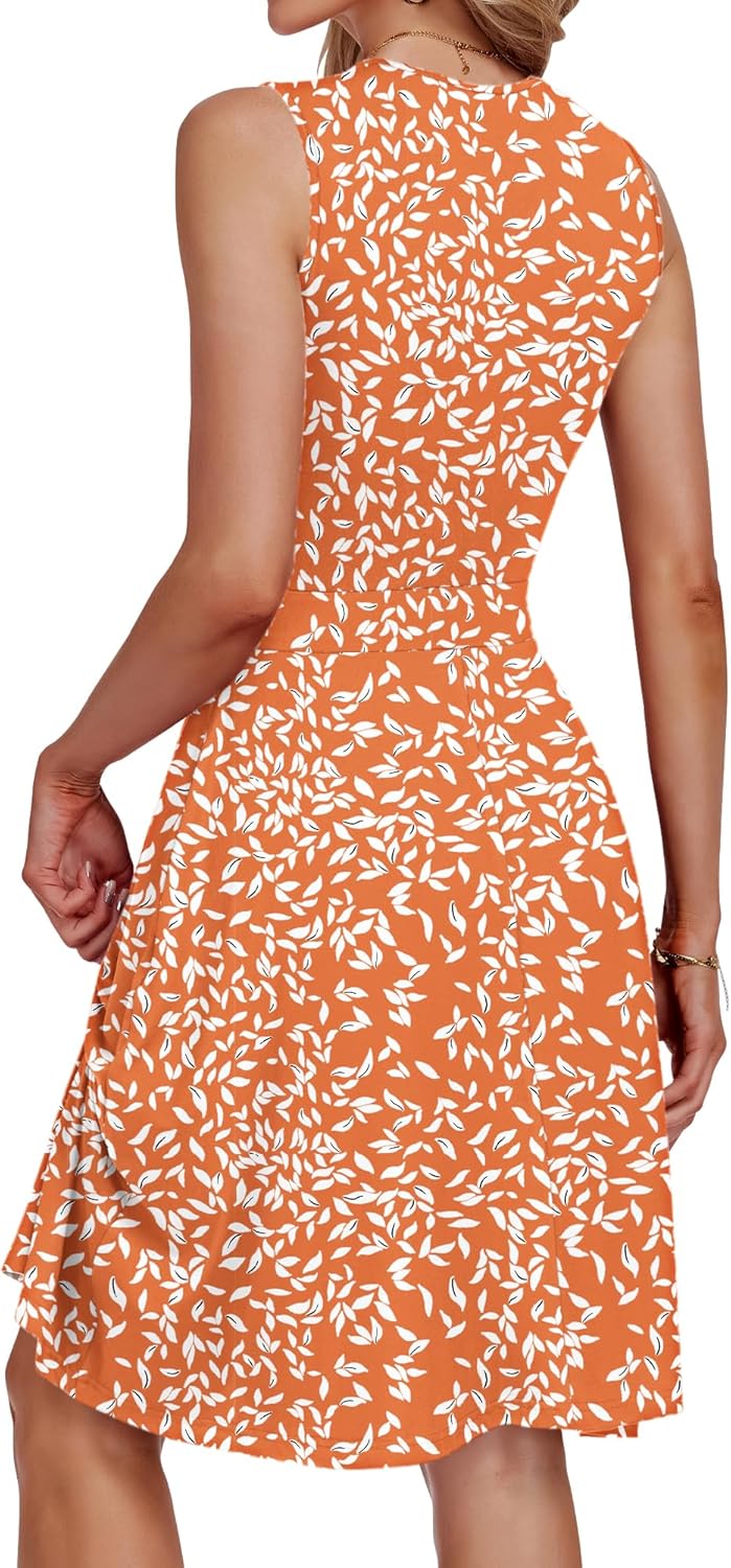 AUSELILY Womens Summer Dresses 2026 Sleeveless V Neck Wrap Floral Sundress with Pockets - Image 4