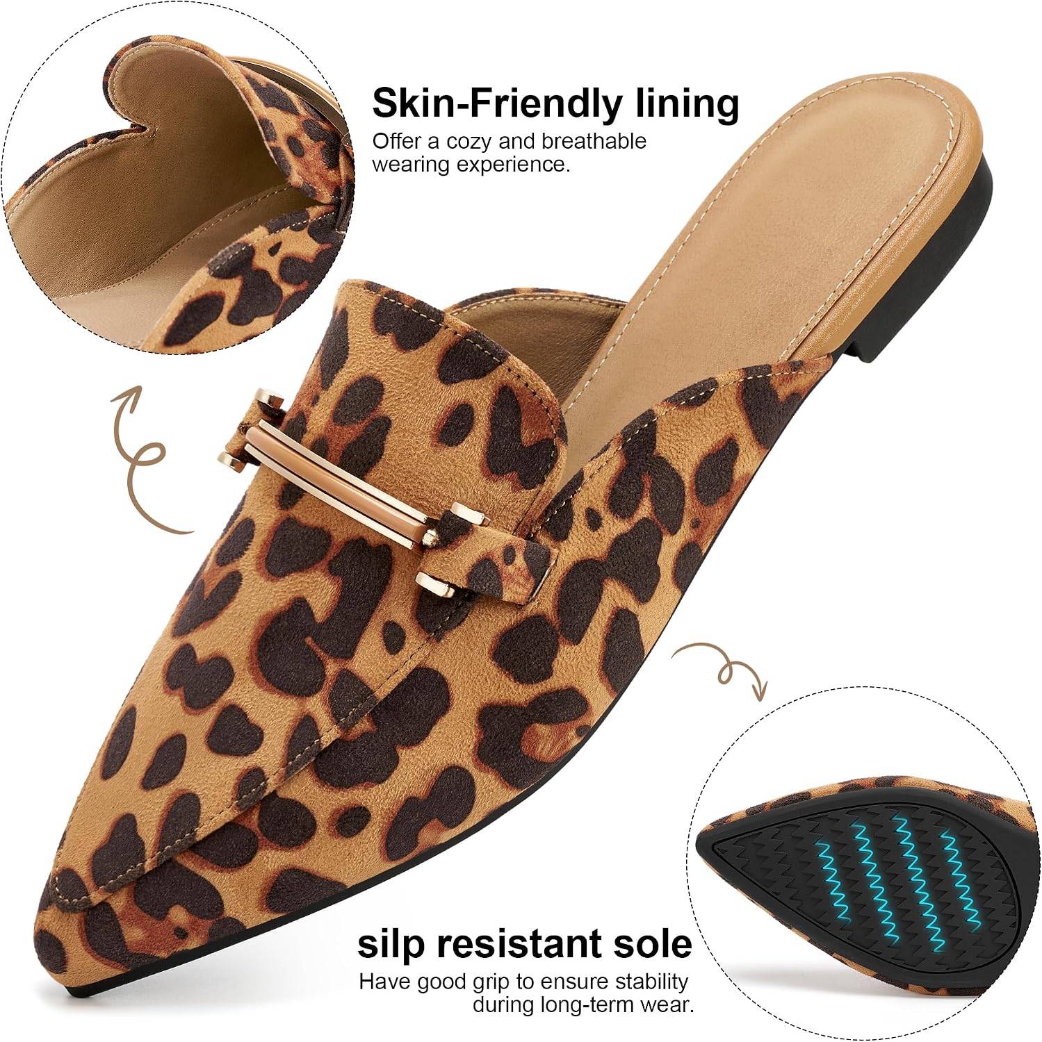 Alicegana Mules for Women Dressy Flats: Comfortable Closed Toe Buckle Shoes