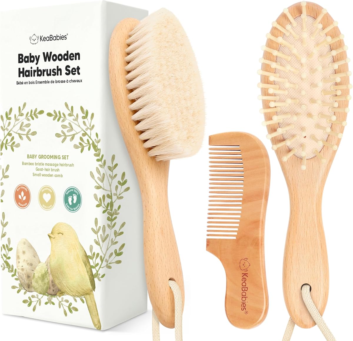 Natemia Wooden Baby Hair Brush Set