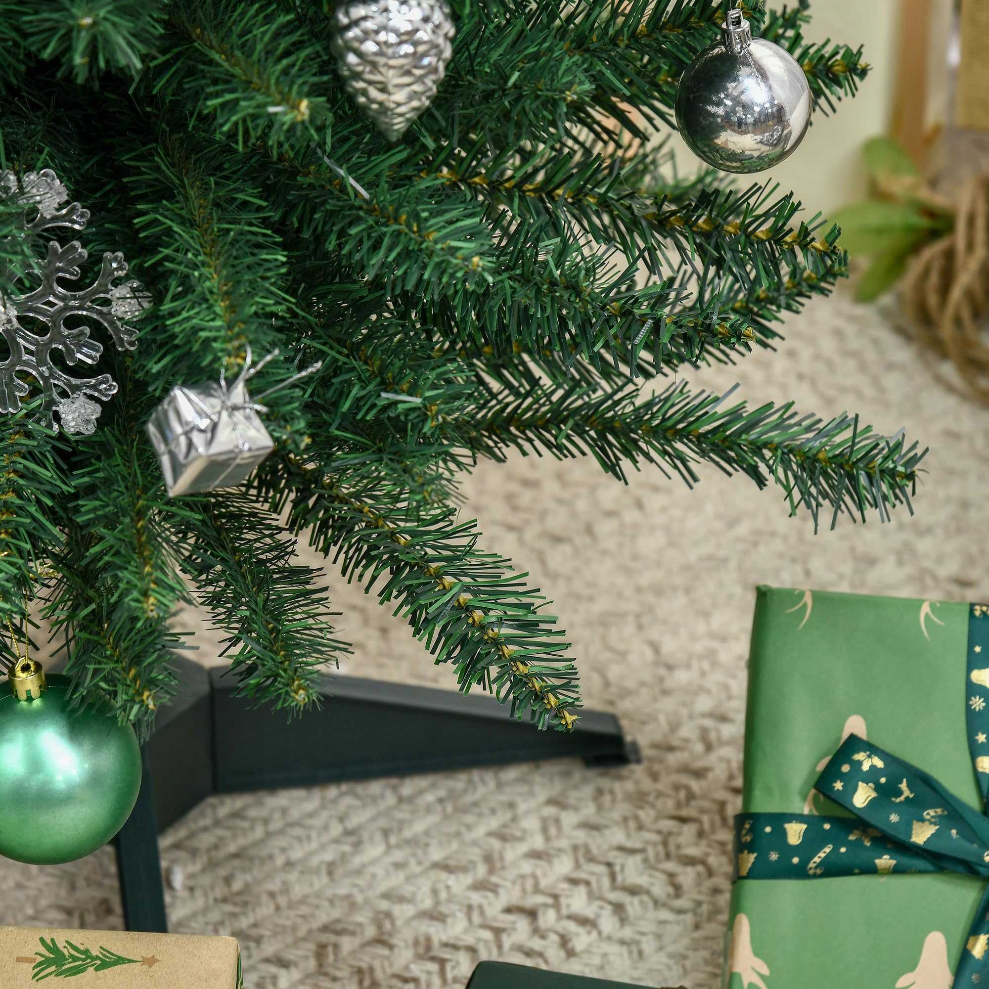 HOMCOM Alberi di Natale Artificiali Slim Set 2 390 Rami Ø55x180 cm Verde
