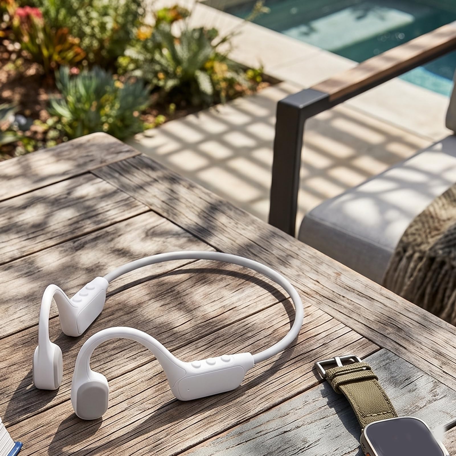Cuffie a Conduzione Ossea, Bluetooth 6.0, 25g, IPX7 (WHITE) | Auricolari Sportivi Wireless, Struttura PC in ABS, Consapevolezza 'orecchio Aperto, Corsa, Ciclismo, Escursionismo