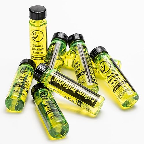 Miniatura 3 de Atomic Bubbles Tekno Bubbles - Paquete de 48 botellas de 1 onza, burbujas brillantes con luz negra UV, fiestas brillantes, interiores y exteriores,