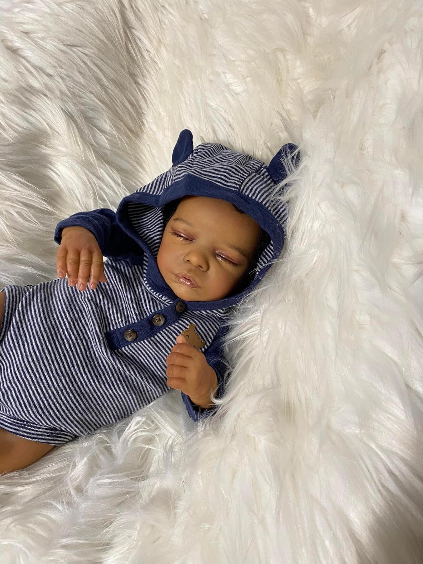 Anano Black Reborn Baby Dolls 19 Inch African American Baby