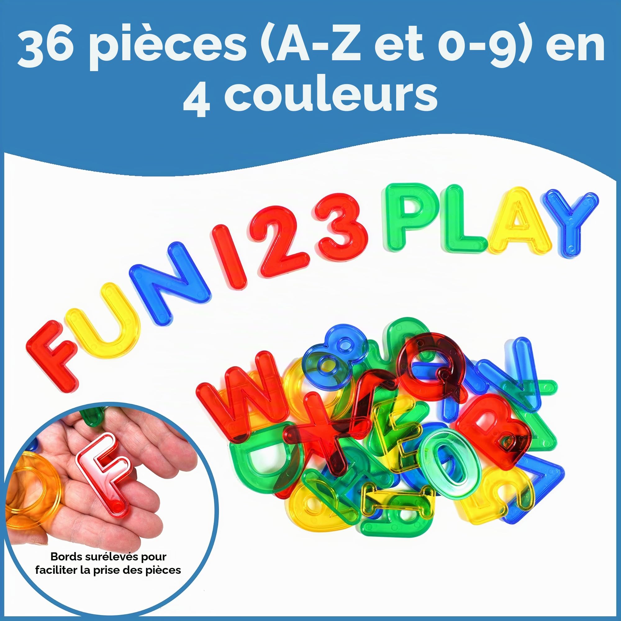 edx Education Lot de lettres et chiffres transparents – Mini bocal – Lettres et chiffres en plastique – Accessoire de boîte à lumière – Jeu sensoriel