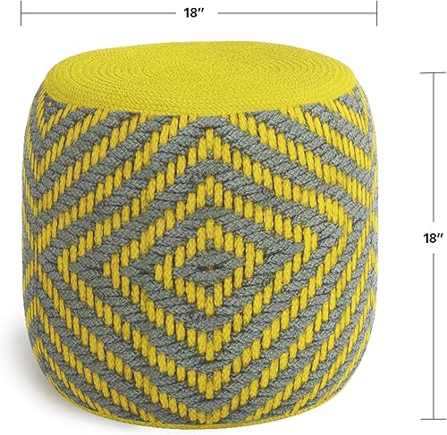 Miniatura 52 de SIMPLIHOME Nisi - Puf redondo de punto para exterior/interior en poliéster PET reciclado gris claro para sala de estar, dormitorio y habitación de