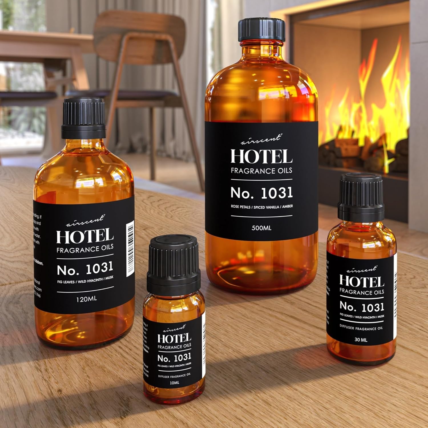 AirScent Hotel Diffuser Oil No. 1031 - Rose Petals Spiced Vanilla Amber - Hotel Scent Dupe -Premium Fragrance Oil for Ultrasonic and Waterless Diffusers and Crafting - 500 mL, 16.9 fl oz Glass Bottle - Image 2