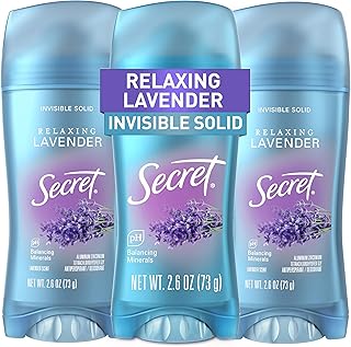 Secret Fresh Antiperspirant Deodorant for Women, 72hr Breathable Sweat & Odor Protection, Instant Freshness & Gentle, PH Balancing Mineral, Invisible Solid, Relaxing Lavender Scent, 2.6 oz (Pack of 3)