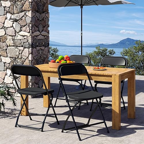 Miniatura 5 de DUMOS Juego de 4 sillas plegables de plástico, capacidad de 330 libras, silla apilable de plástico para oficina en casa, plegable portátil para