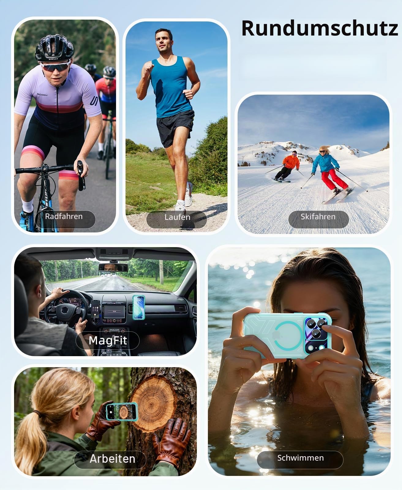 Beeasy für iPhone 17 Pro Hülle Wasserdicht für MagSafe, IP68 Wasserfest Staubdicht Handyhülle 360 Grad Outdoor Schutzhülle, Stoßfest Panzerhülle mit Displayschutz 6,3", Matt Grün