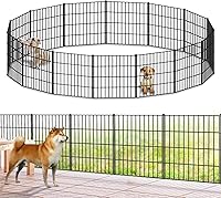 FOREHOGAR 28in x 35ft Metal Garden Fence: 15 Panels + 16 Stakes, No-Dig Dog Barrier for Yard, Flower Beds, Patio - Black PIN282815