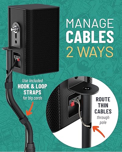 Miniatura 6 de ECHOGEAR Soportes universales para altavoces, altura ajustable con compatibilidad universal, funciona con Vizio, Klipsch, Bose y más, incluye