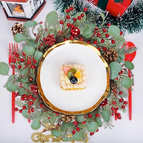 Miniatura 9 de Pauwer Guirnalda de Navidad con forma de cono de pino artificial, decoración de escalera de Navidad, decoración de Navidad para buzón, guirnalda de