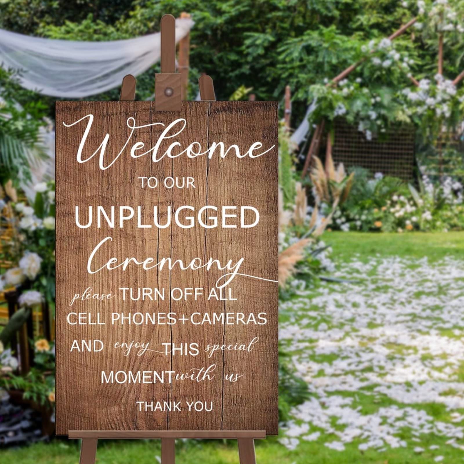 Unplugged Hochzeitsschild – Zeremonieschild – vertikales Hochzeitsschild aus Holz – rustikale Hochzeitsdekoration 76,2 x 50,8 cm