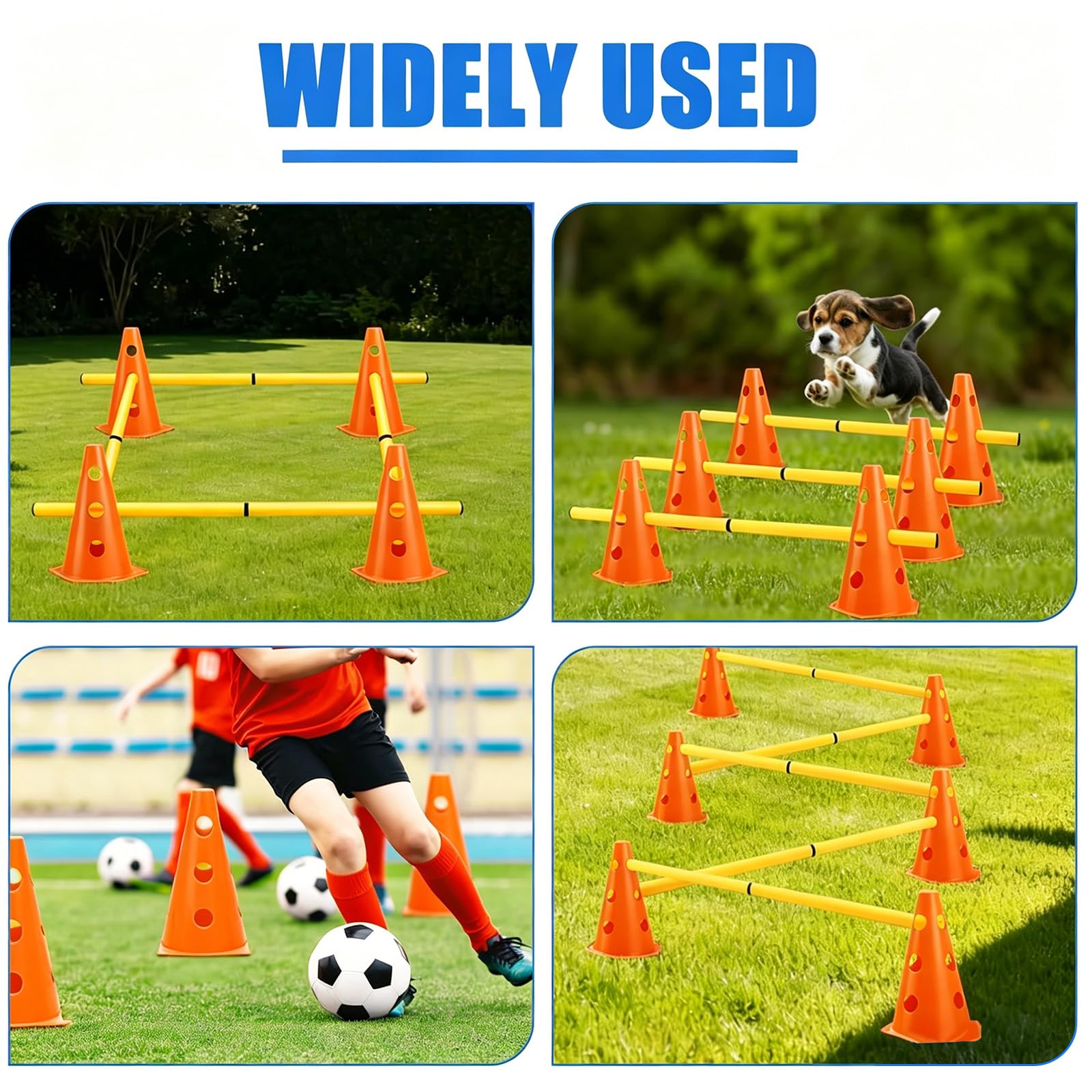Agility Set Perros – 10 conos + 5 barras, 23 cm de altura, perro Cavaletti para entrenamiento de coordinación, juego de agilidad para perros versátil, también para paseos de caballos de