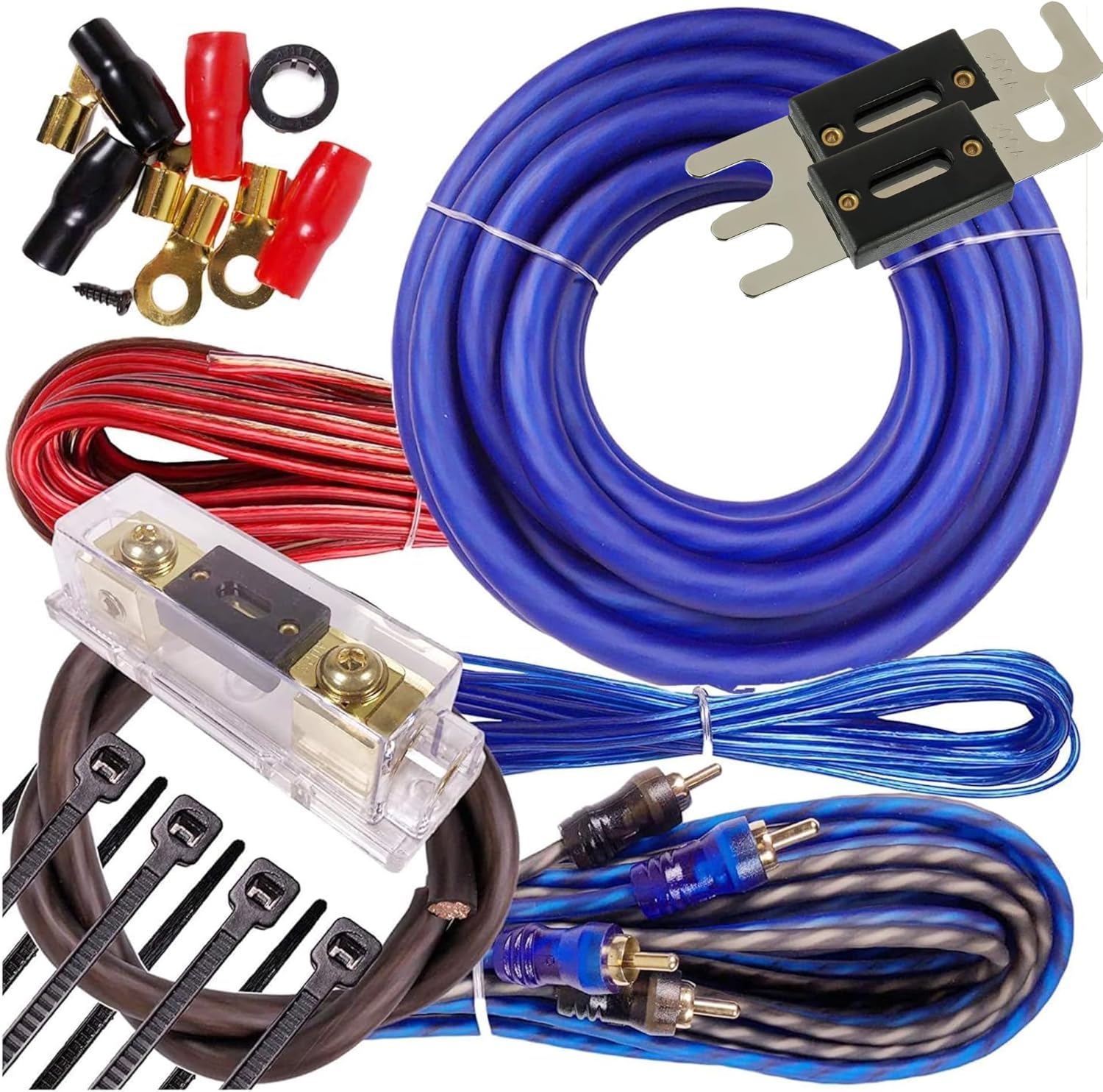 Complete 3000W Gravity 4 Gauge Amplifier Installation Wiring Kit Amp Pk2 4 Ga Blue - for Installer and DIY Hobbyist - Perfect for Car/Truck/Motorcycle/Rv/ATV