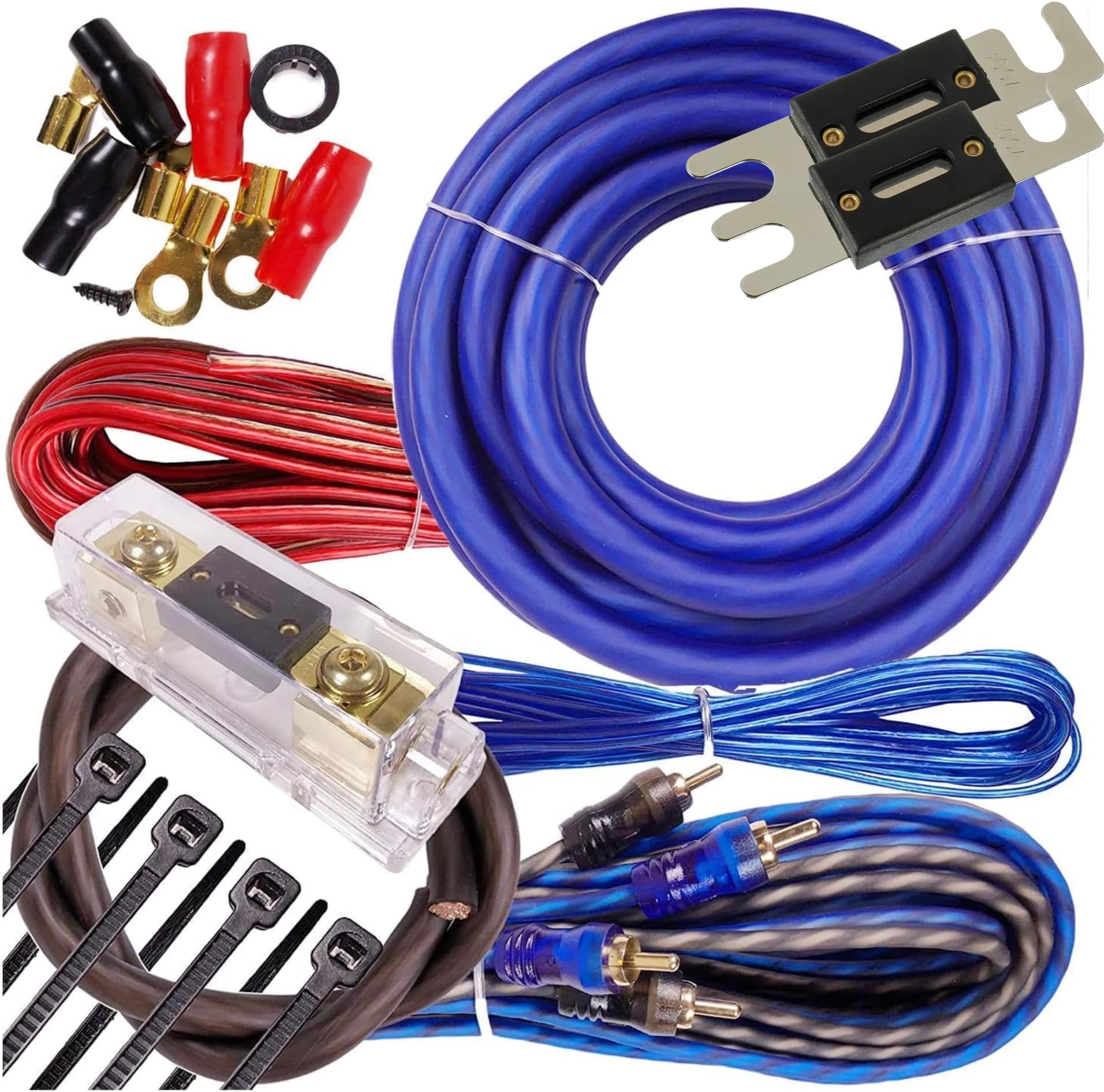 Complete 3000W Gravity 4 Gauge Amplifier Installation Wiring Kit Amp Pk2 4 Ga Blue - for Installer and DIY Hobbyist - Perfect for Car/Truck/Motorcycle/Rv/ATV