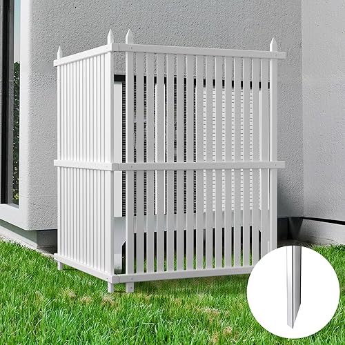 48"H X 36"W Air Conditioner Fence Panels Privacy Screen Fence - No Dig Trash Can Enclosure Outdoor with Metal Stakes Vinyl Fence Panels Trash Can Screens for Outdoor