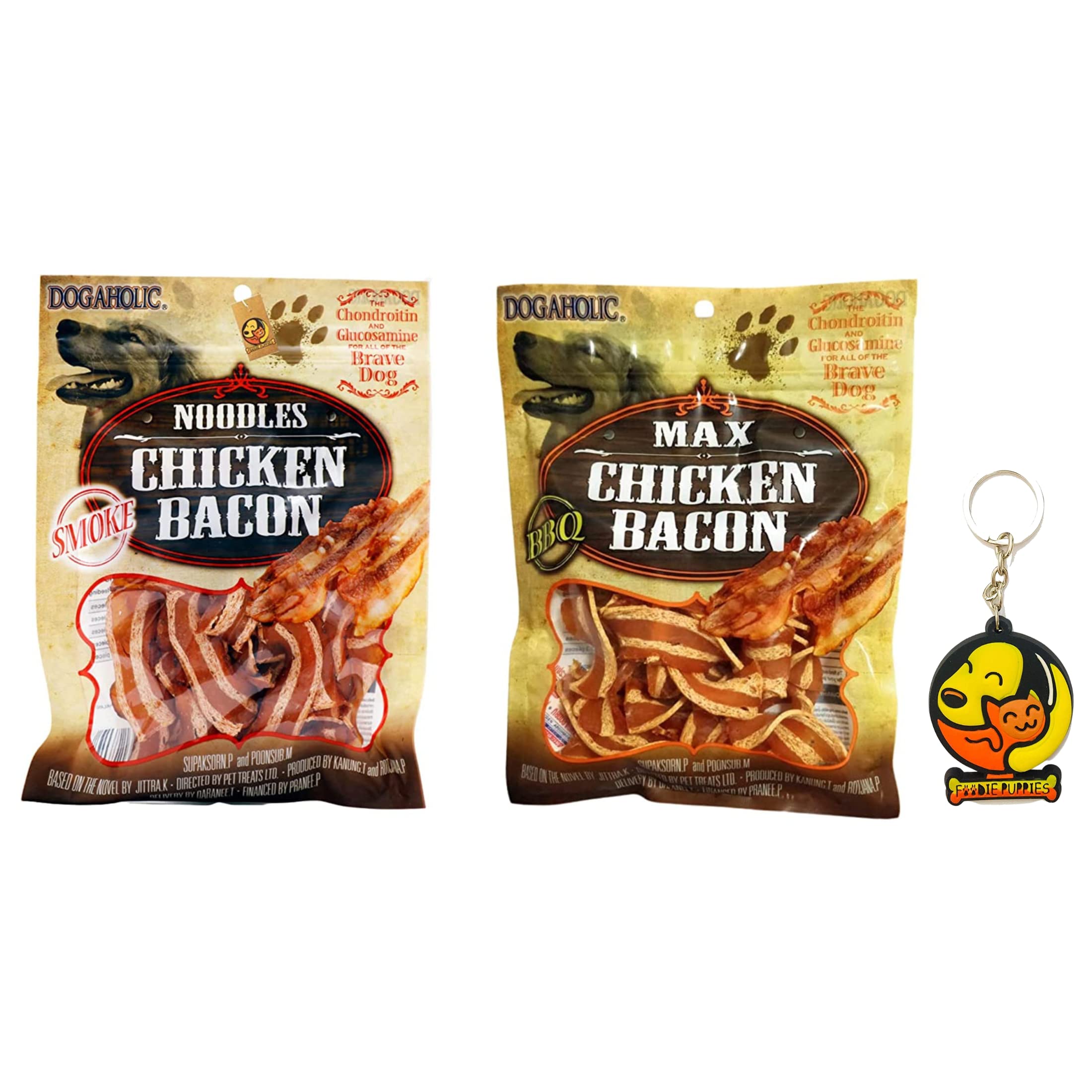 Dogaholic Treat Combo for Dog (Smoke Noodles and Max Chicken Bacon) - 130g Each - Sold by Foodie Puppies with Free Key Ring (B0BJ8Z3R74) Amazon Price History, Amazon Price Tracker