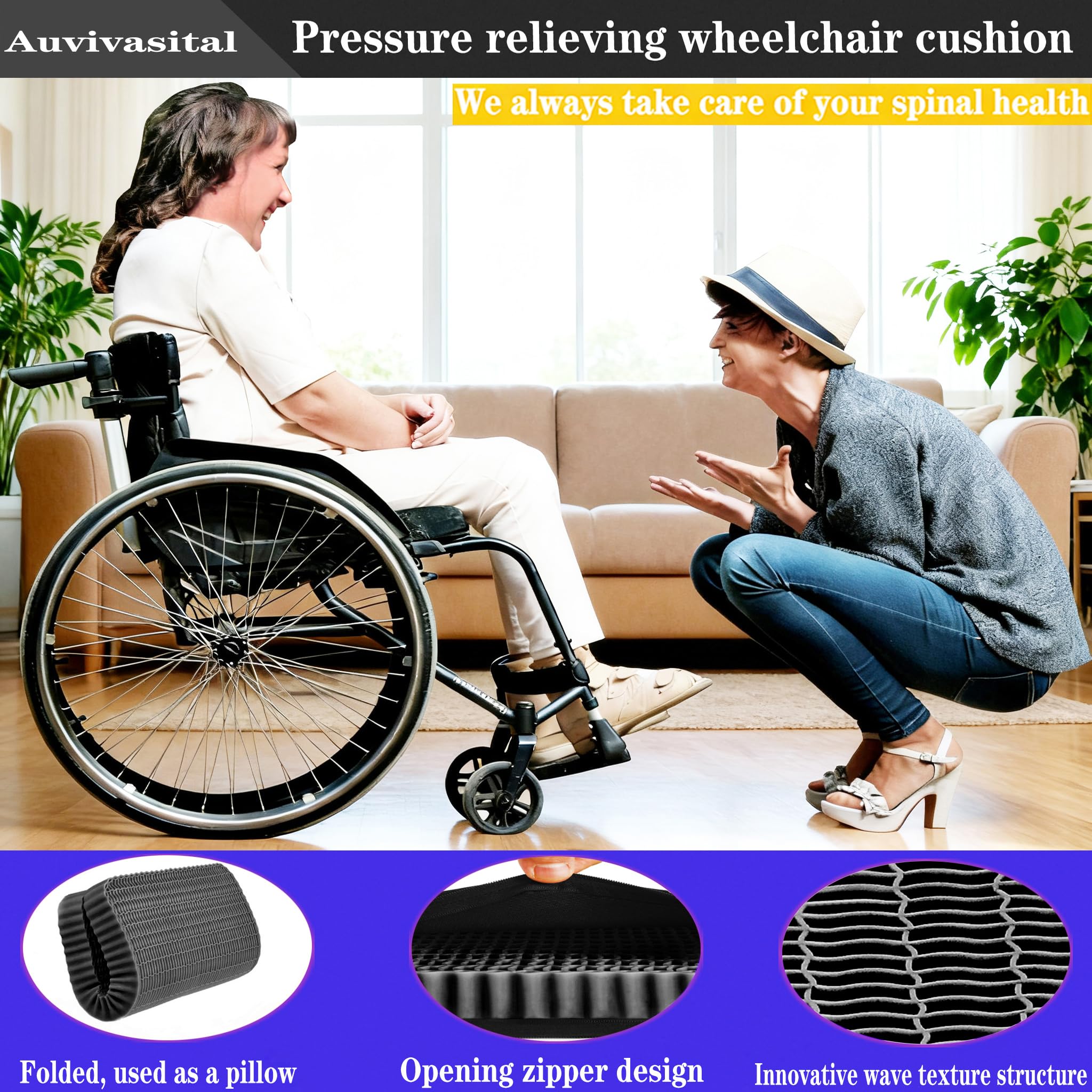 Cuscino da seduta in gel taglie forti per seduta lunga, cuscino per schiena, fianchi, sciatica, dolore al coccige, da utilizzare per auto, ufficio, sedia a rotelle, stadio, candeggina,