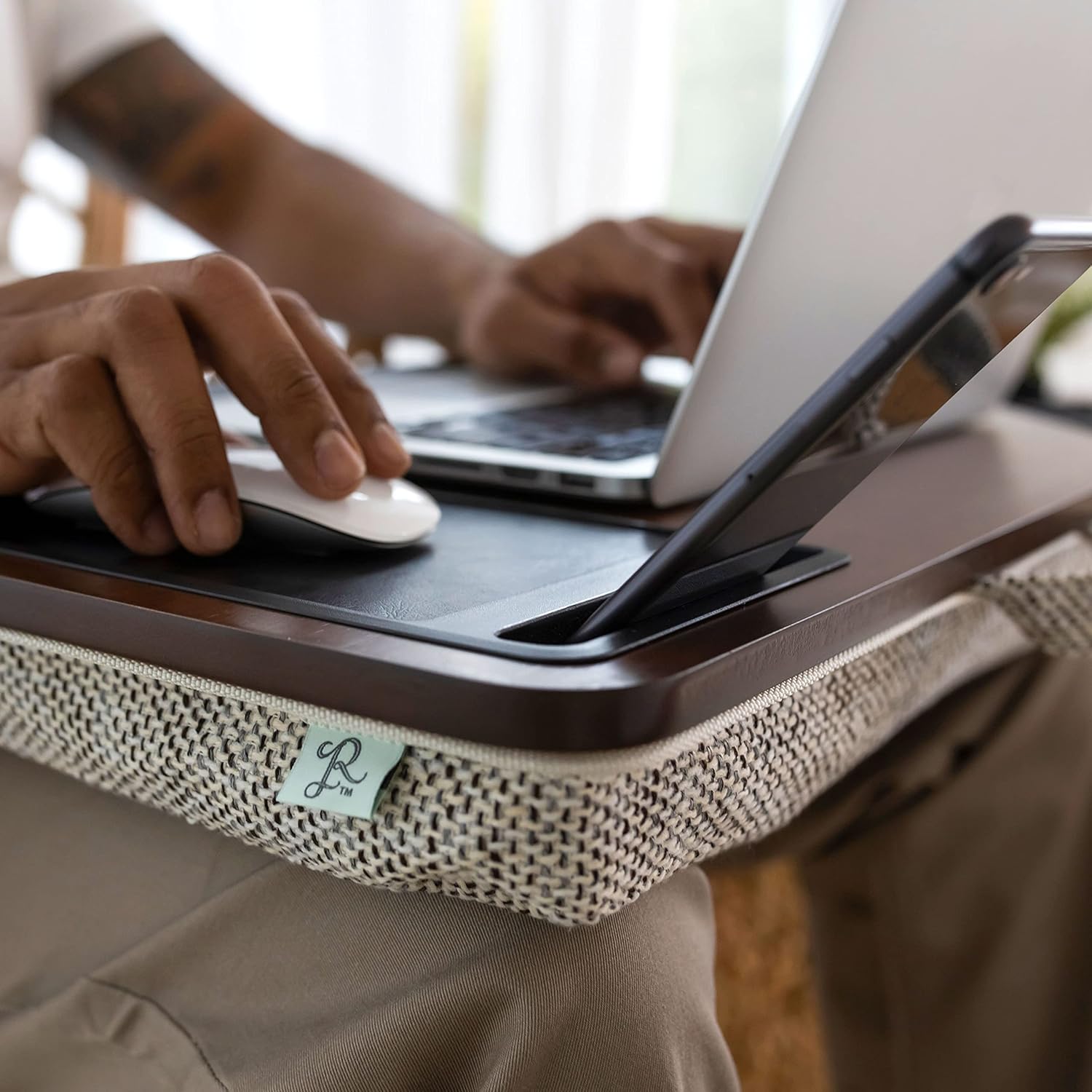 Rossie Home Premium Bamboo Lap Desk with Wrist Rest, Mouse Pad, and Phone Holder - Fits Up to 15.6 Inch Laptops - Espresso - Style No. 91712 : Everything Else