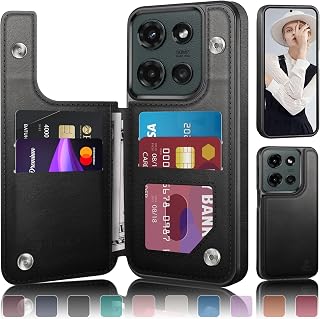 DJDUCK Designed for Moto G 5G 2025/Moto G 5G 2026 Case Wallet with Card Holder, [Magnetic Clasp Cover] [RFID Blocking Leather Protection] Shockproof Women Men Cases for Moto G 5G 2025 Black