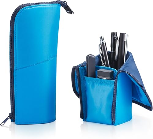 Miniatura 8 de KOKUYO Neo Critz - Estuche para lápices, bolsa plegable para lápices, pequeña caja portátil para suministros de oficina escolar, azul marino x azul