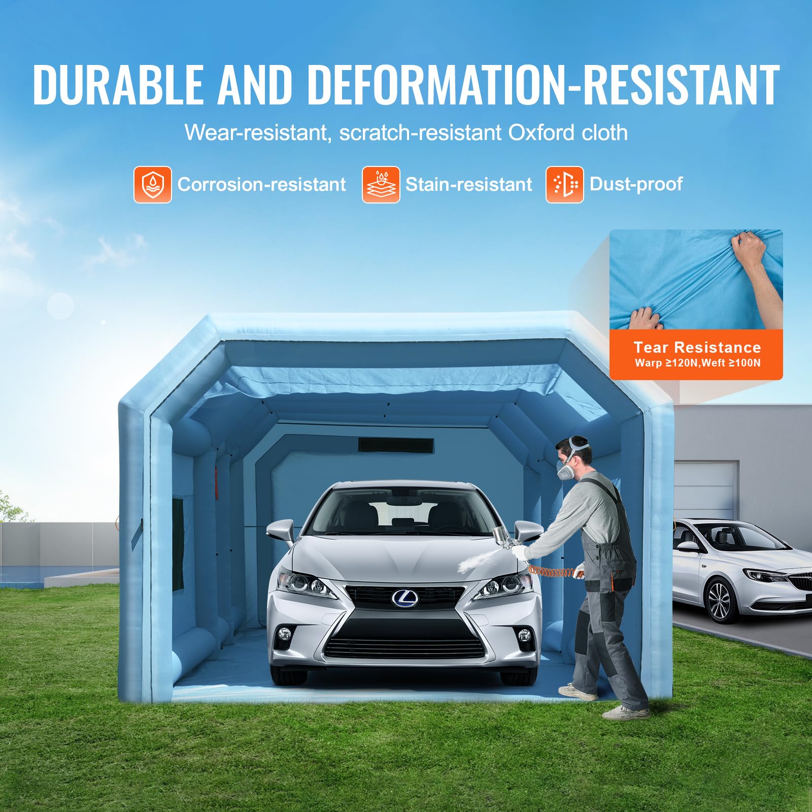 VEVOR Aufblasbare Lackierkabine 7 x 4 x 2,75 m Spritzkabine 750 W 480 W Gebläse Luftfiltersystem Tragbare Auto-Lackierkabine