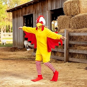 Liitrsh 5 Pcs Halloween Adult Rooster Costume Chicken Dress up Rooster Hat Chicken Claw Shoes Cover Socks
