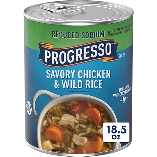 Progresso Reduced Sodium Savory Chicken & Wild Rice Canned Soup,