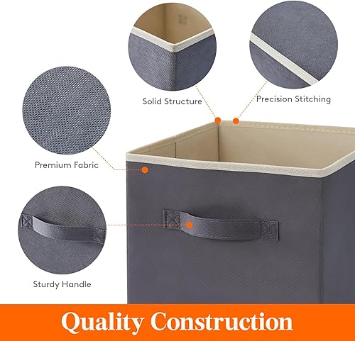 Miniatura 8 de Lifewit contenedores cúbicos de 11 pulgadas para almacenaje, cubos plegables medianos de tela, cestos decorativos con asas para organizar el hogar
