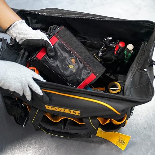 Miniatura 7 de MELOTOUGH Bolsa de cierre de lona, bolsa de herramientas con cremallera, ventana de malla resistente, ojales colgantes (rojo paquete de 2)