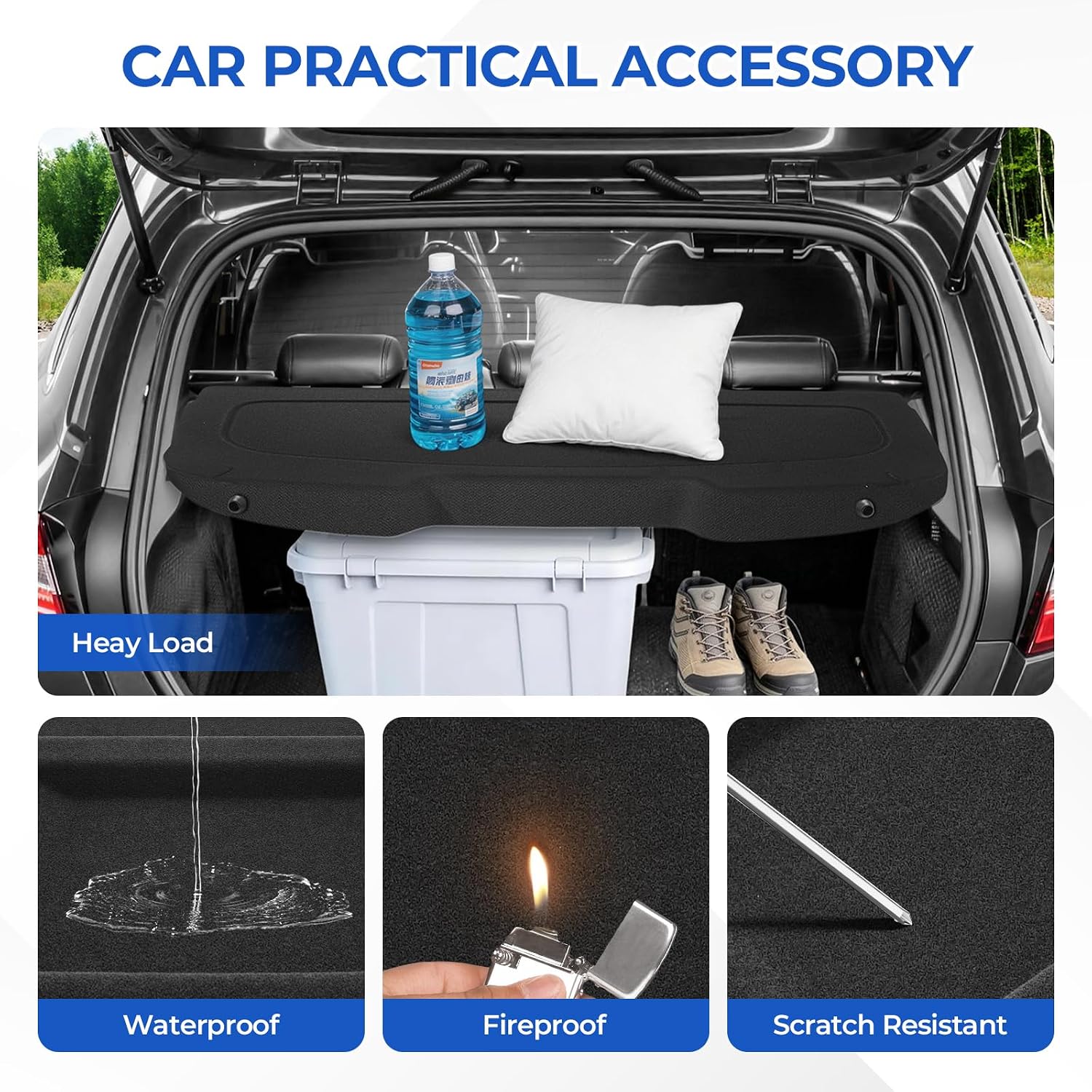 Autorder Cargo Cover for 2011-2019 Ford Fiesta Hatchback - Trunk Cover Cargo Cover Board Privacy Screen Rear Security Shade for Fiesta Accessories