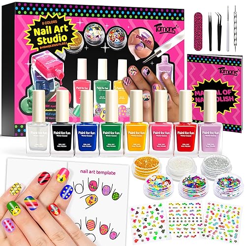 Miniatura 2 de Tomons Juego de esmalte de uñas no tóxico para niños de 7 a 12 años, regalos de cumpleaños para niñas de 6, 7, 8, 9, 10, 11, 12 años, pulseras,