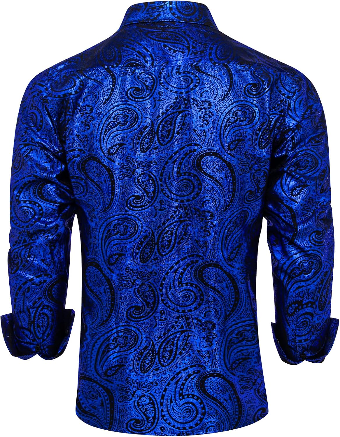 DiBanGu Mens Paisley Dress Shirt Luxury Printed Long Sleeve Button Down Shirts Regular Fit Shiny Shirts for Wedding Prom