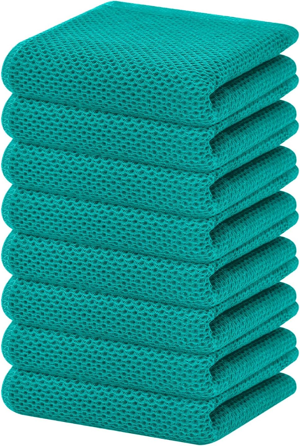 Homaxy 100% Cotton Waffle Weave Kitchen Dish Towels, Ultra Soft Absorbent Quick Drying Cleaning Towel, 13 x 28 Inches, 8-Pack, Teal