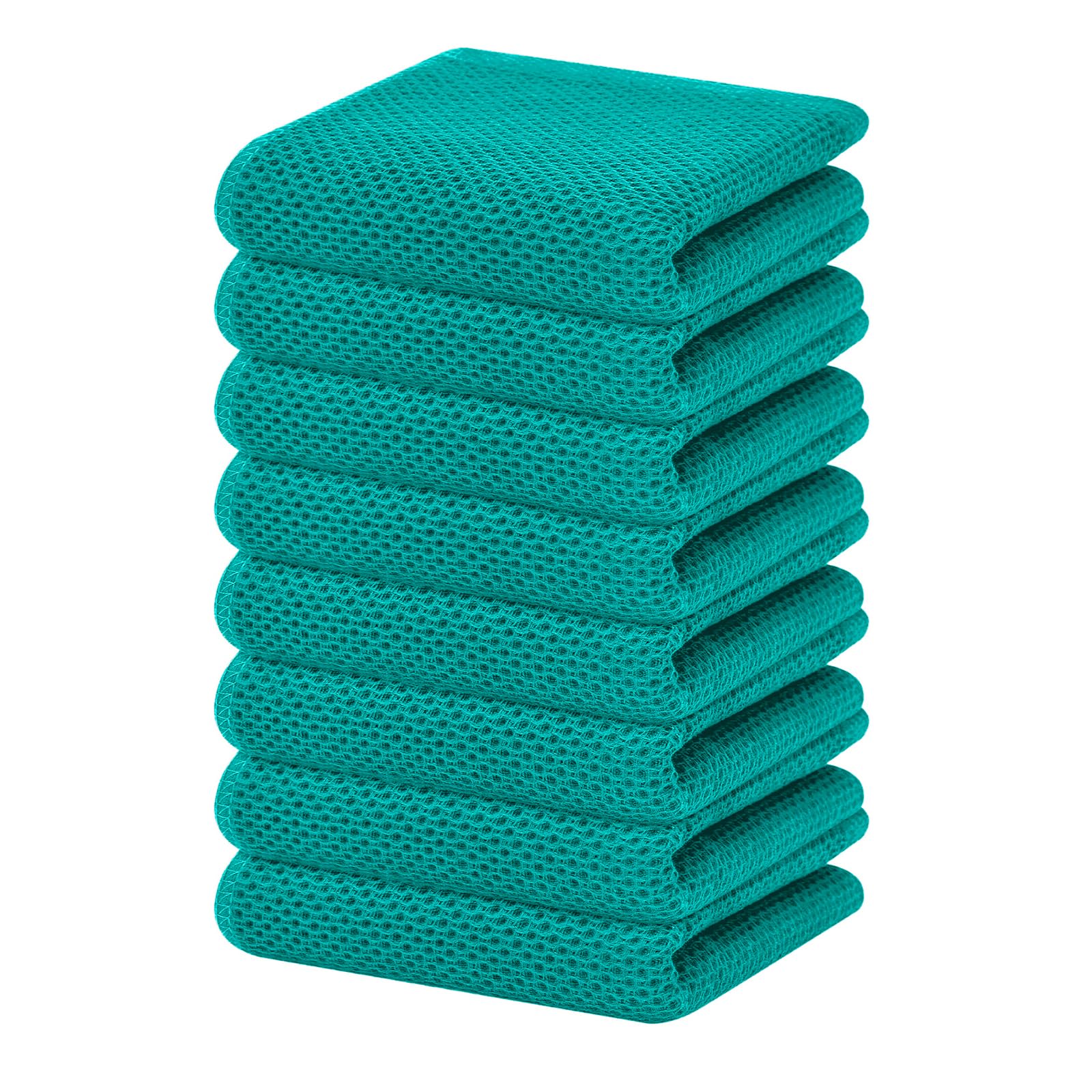 Homaxy 100% Cotton Waffle Weave Kitchen Dish Towels 8-Pack, Teal