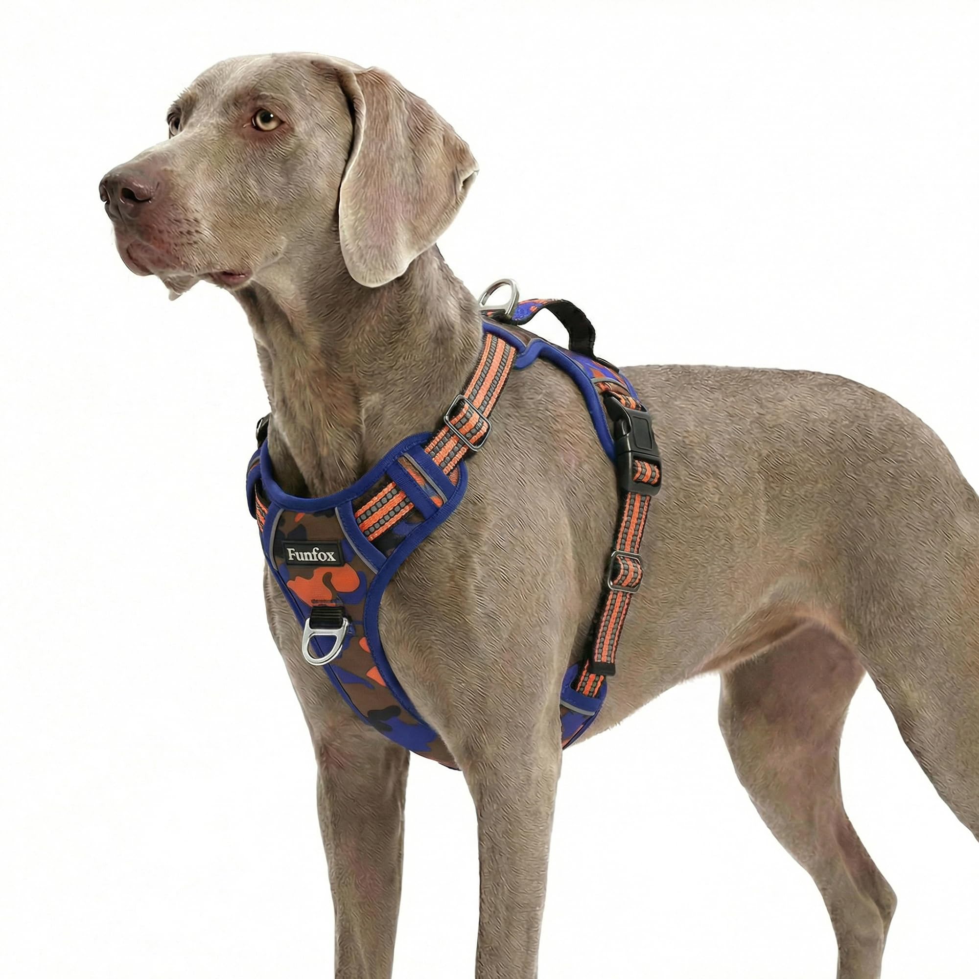 Funfox Hundegeschirr Mittelgroße Hunde, Anti Zug Brustgeschirr Verstellbares Geschirr Hund mit Griff Reflektorstreifen, No Pull Geschirr Hund für Kleine Mittlere Grosse Dog Harness