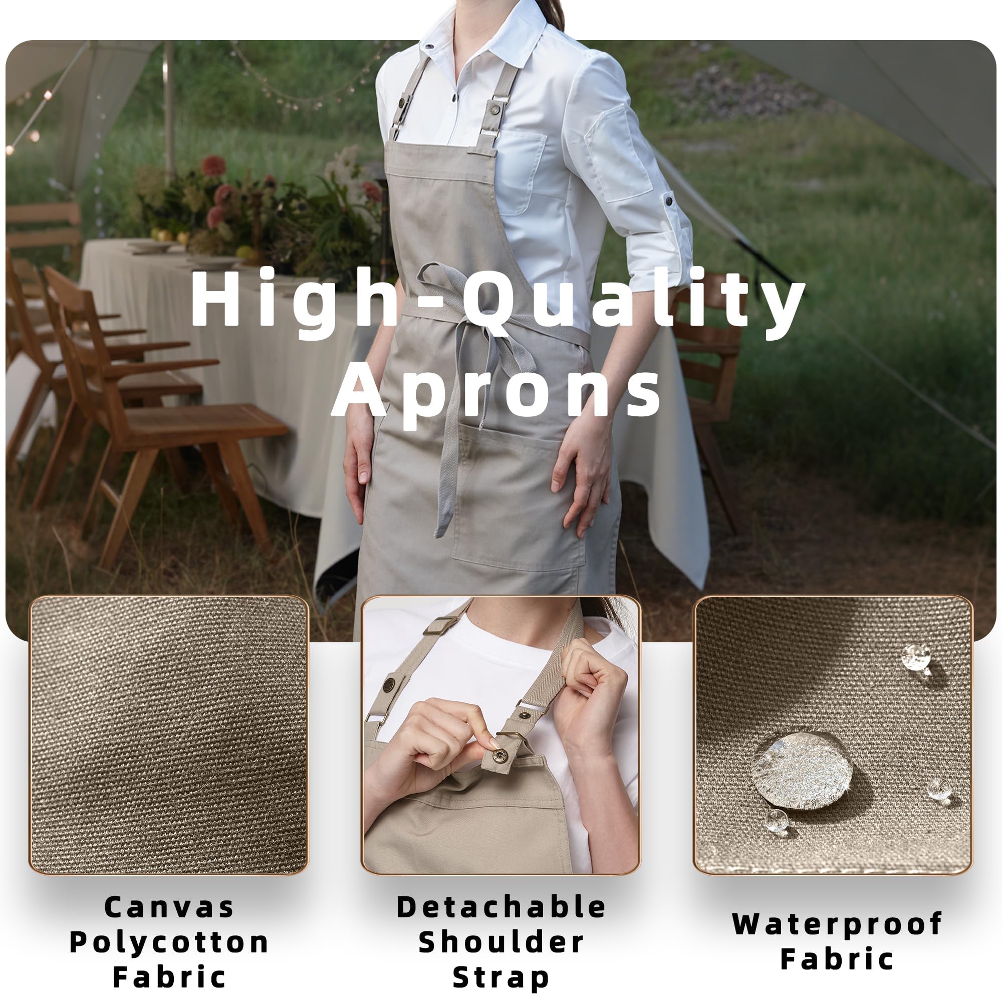Verstellbare Küchenschürze mit Taschen, langlebig, wasserdicht, professionelle Schürzen für Männer und Frauen, 4251GB