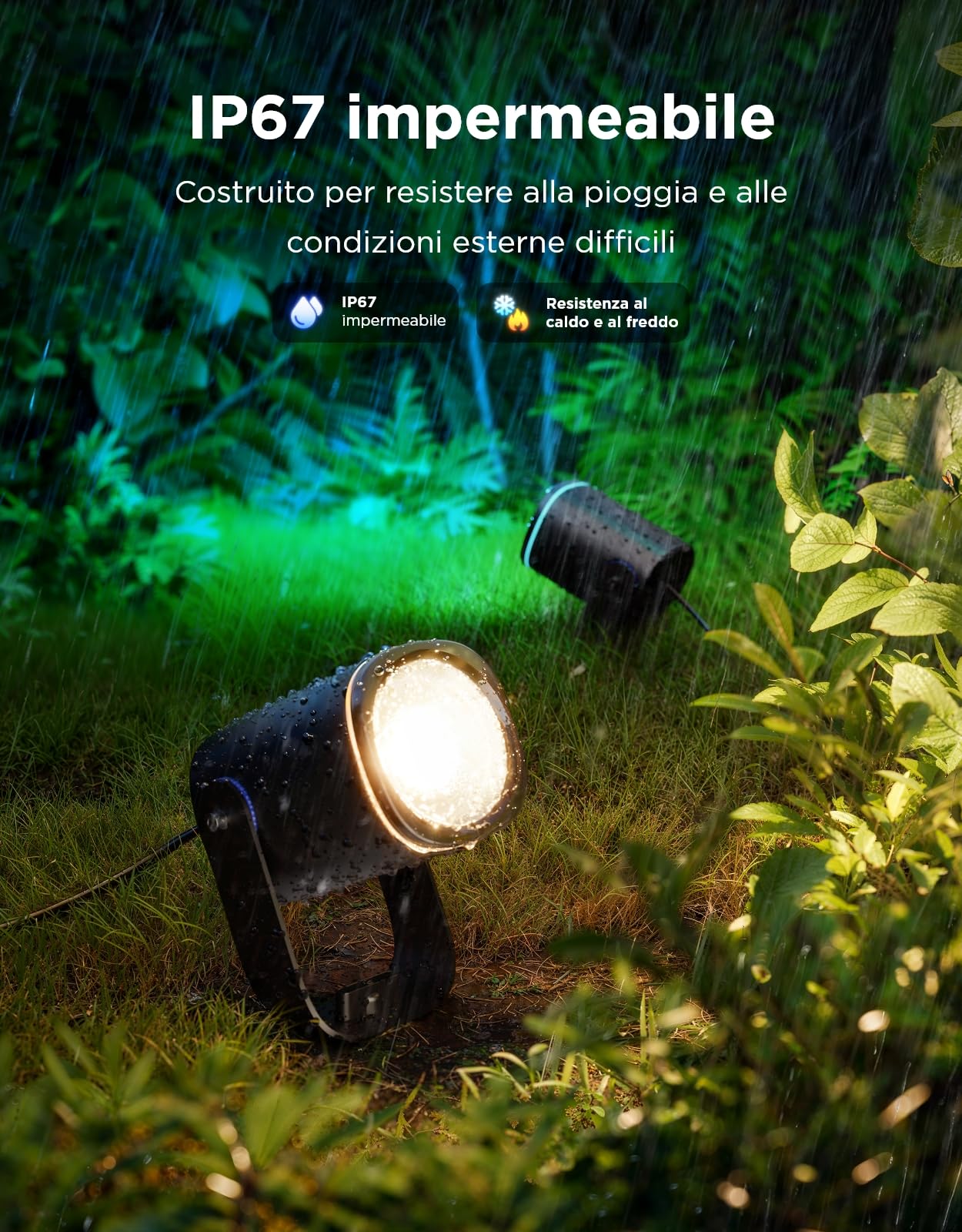 Govee Faretti da Esterno 2, RGBWIC Luci da Esterno, Dimmerabile 700lm, 2 pz | IP67, Luce da Giardino con 69 Scena e 16 Mio di Colori, Luci LED con Diversi Modi di Installazione, Funziona con Alexa
