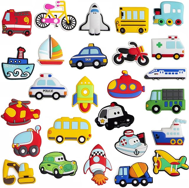WISESTAR 26PCS Transports Rubber Refrigerator Magnets for Kids Toddlers Fridge Magnets for Whiteboard Educational Toy Tool School Learning Prize Birthday Gift Kitchen Decoration Souvenir