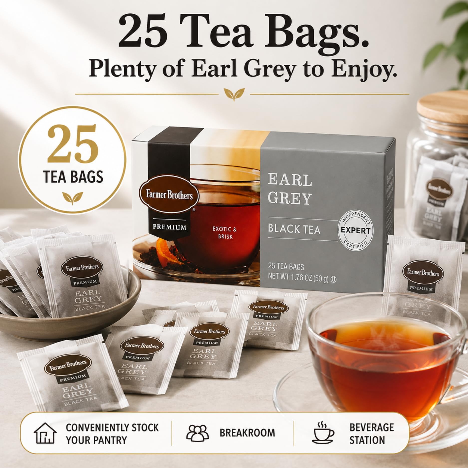 Amazon.com : Farmer Brothers Premium Earl Grey Black Tea Bags, 25