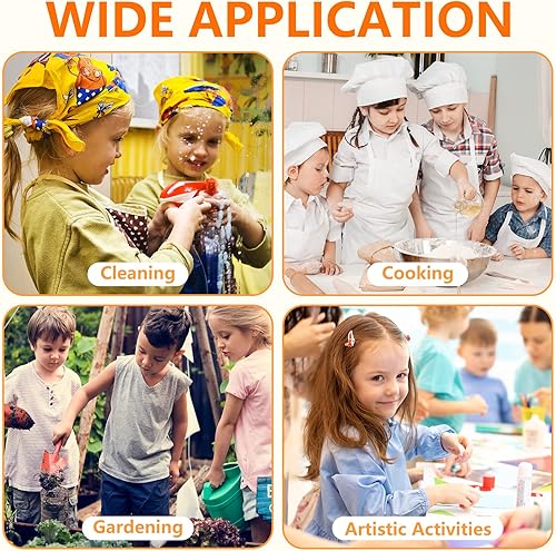 Miniatura 7 de Foaincore Juego de 26 delantales para niños y niñas, delantales con bolsillos, delantales de cocina para cocinar, hornear, pintar, talla XL para