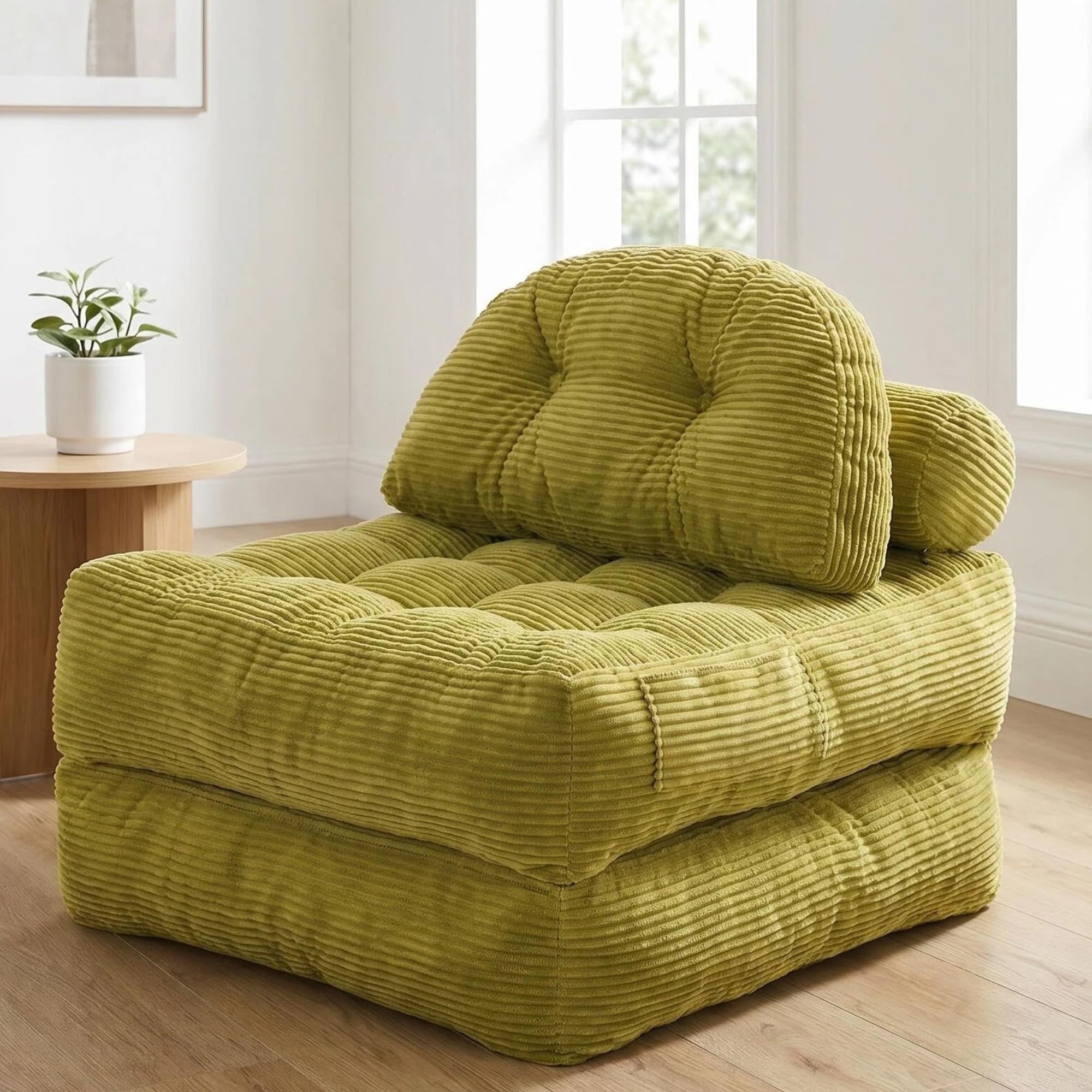 Qundicy Folding Sofa Bed, 3-in-1 Lazy Sofa Chair with Adjustable Backrest, Soft Bean Bag Chair Lounger for Living Room, Bedroom, Guest Room, Oversized Sleeper Chair