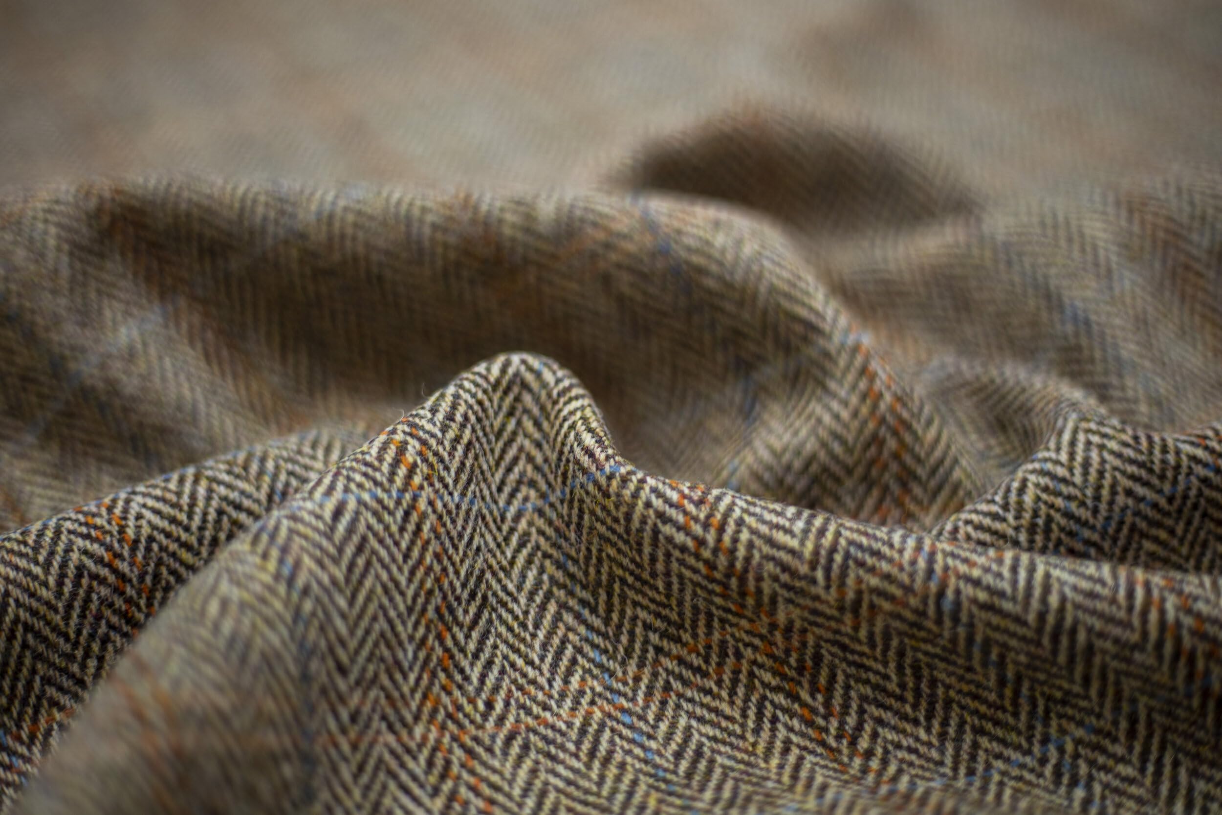 Harris Tweed Housse de coussin carrée double face Motif chevrons Marron